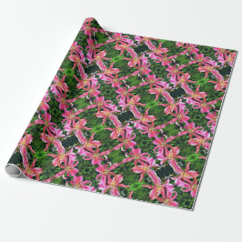 Geschenkwrap Roll Pink Lilies Geschenkpapier