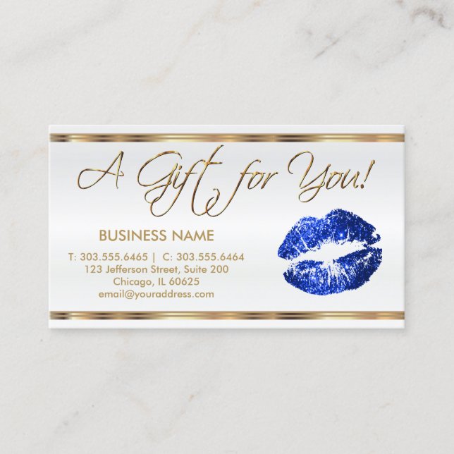 Geschenkzertifikat Blue Lipstick Business Rabattkarte (Vorderseite)