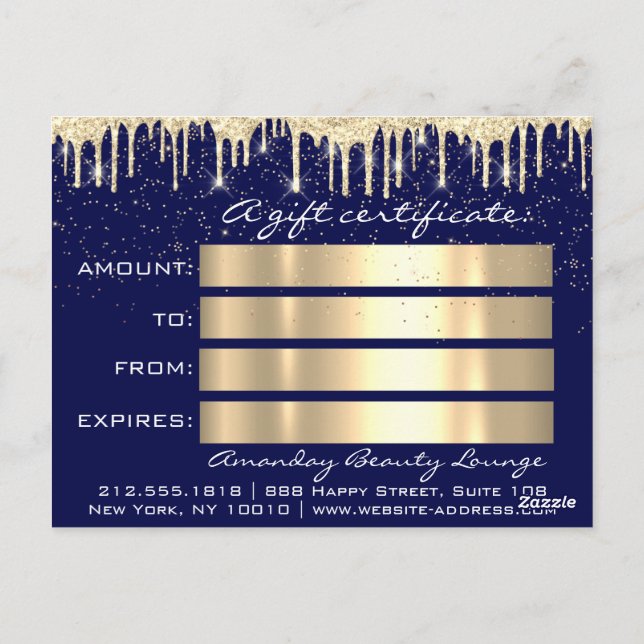 Geschenkzertifikat Golden Tropfens Holidays Blue N Postkarte (Rückseite)