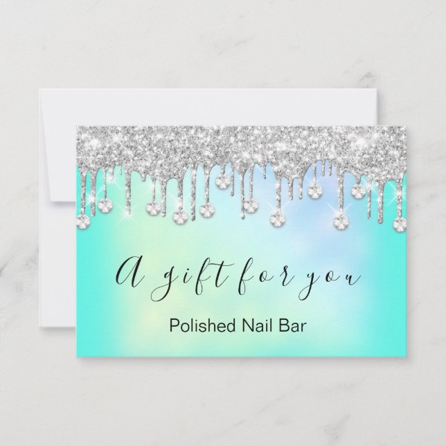 Geschenkzertifikat Holograph Glitzer Tropfens Nail (Vorderseite)