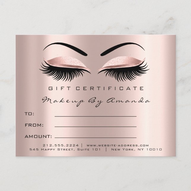 Geschenkzertifikat Lashes Erweiterung Makeuws Brow Postkarte (Vorderseite)