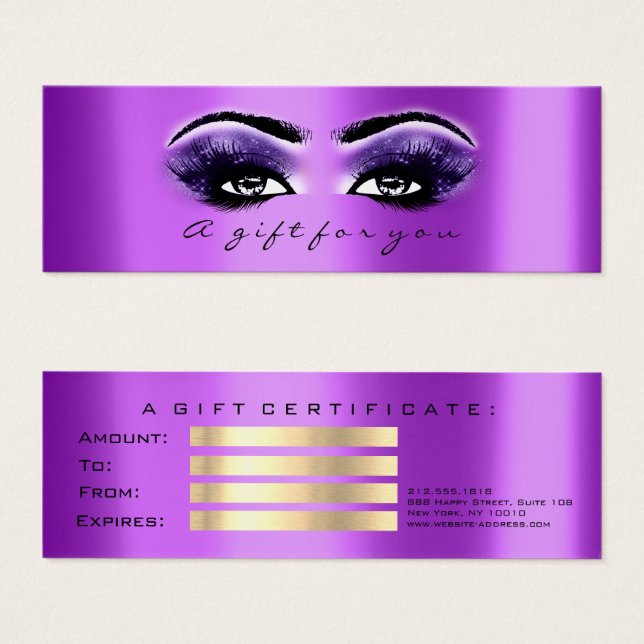 Geschenkzertifikat Lila violette Bindestriche Make (Vorne & Hinten)