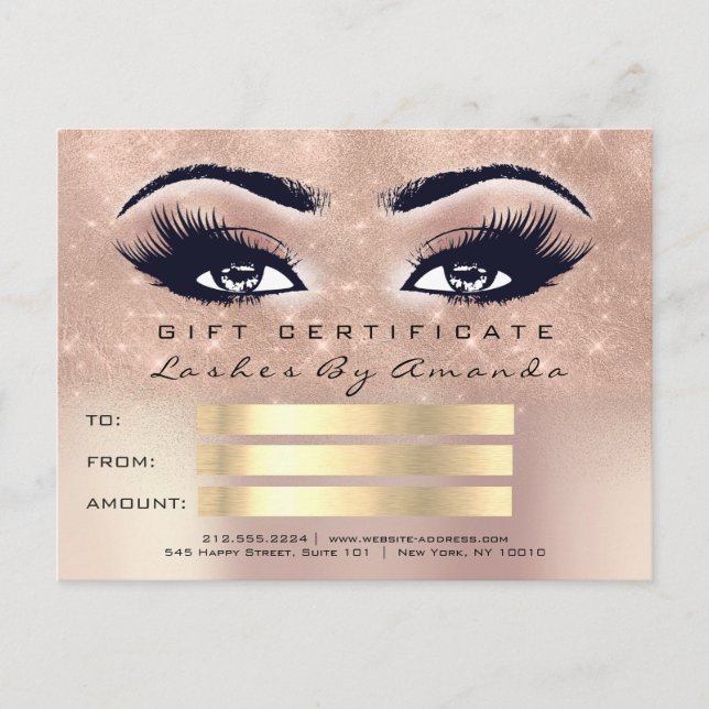 Geschenkzertifikat Mikroblading Cosmetologin Lash  Postkarte (Vorderseite)