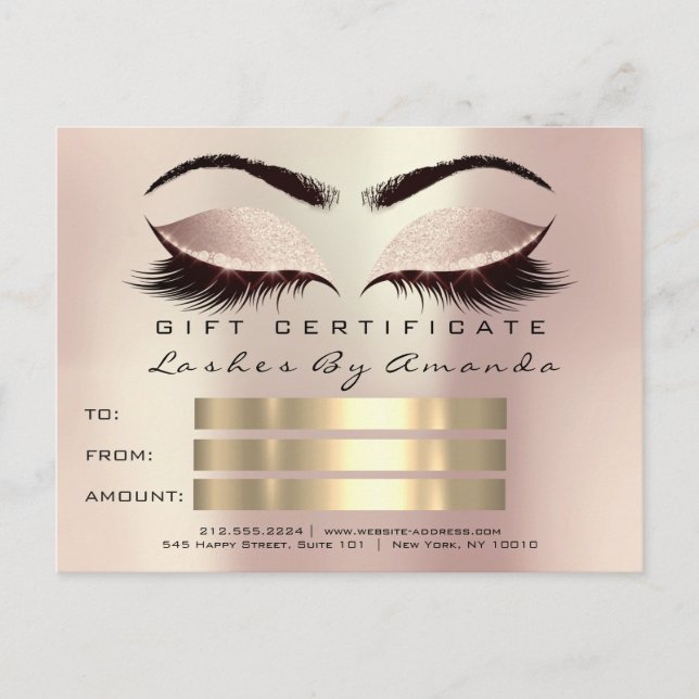Geschenkzertifikat Mikroblading Cosmetologin Lashe Postkarte (Vorderseite)