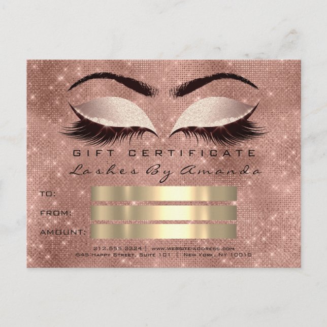 Geschenkzertifikat Mikroblading Cosmetologin Lashe Postkarte (Vorderseite)