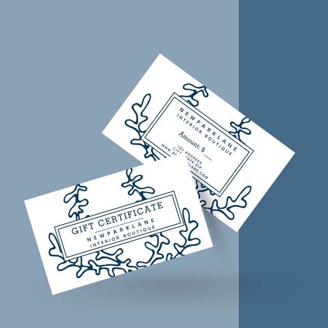 Geschenkzertifikat Muster der Pflanze des blauen M Visitenkarte (Von Creator hochgeladen)