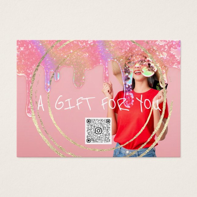 Geschenkzertifikat Nägel Haarmakeup Tropfen QR Fot (Vorderseite)