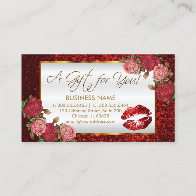 Geschenkzertifikat Red Lipstick Business Rabattkarte (Vorderseite)