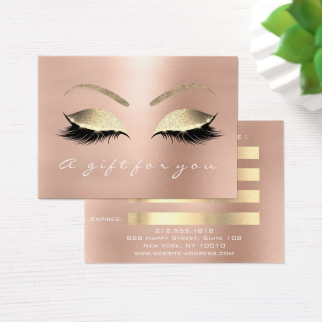 Geschenkzertifikat Rose Blush Gold Lashes Makeup (Schreibtisch)