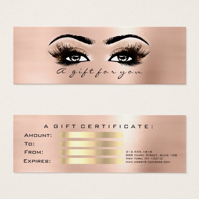 Geschenkzertifikat Rose Gold Lashes Makeup (Vorne & Hinten)