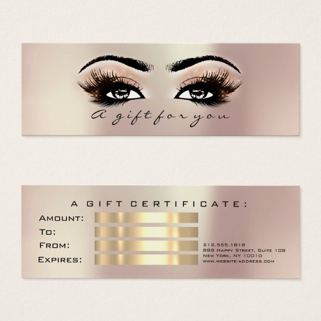 Geschenkzertifikat Rose Gold Lashes Makeup (Vorne & Hinten)