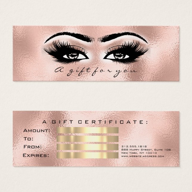 Geschenkzertifikat Rose Gold Lashes Makeup Blush (Vorne & Hinten)