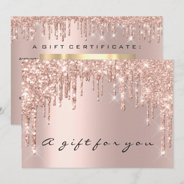 Geschenkzertifikat Rose Gold Makeup Haarbindelstri Einladung (Vorne/Hinten)
