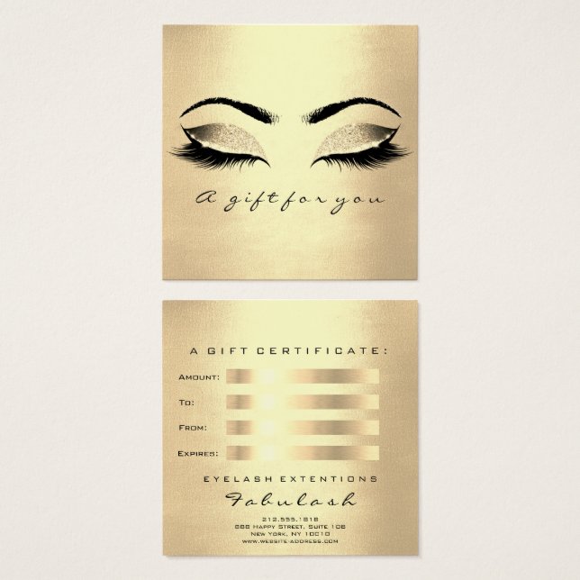 Geschenkzertifikat Sepia Gold Glitzer Lashes Makeu (Vorne & Hinten)