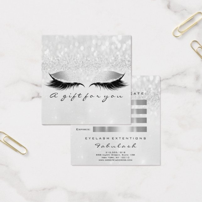 Geschenkzertifikat Silver Glitzer Lashes Grau (Büro)