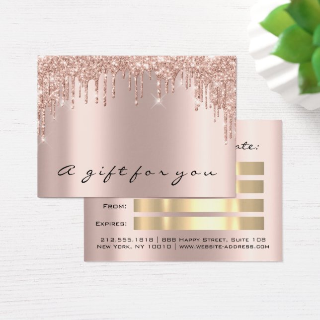 Geschenkzertifikat-Tropfen Lashes Gold-Rose-Makeup (Schreibtisch)
