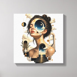 Geschertes Leinwandbild, das ein surrealistisches Leinwanddruck