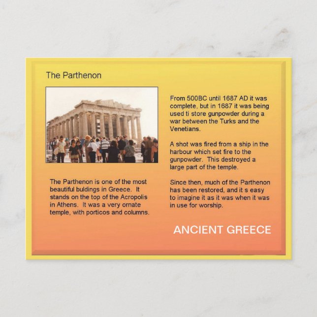 Geschichte, antikes Griechenland, Parthenon Postkarte (Vorderseite)