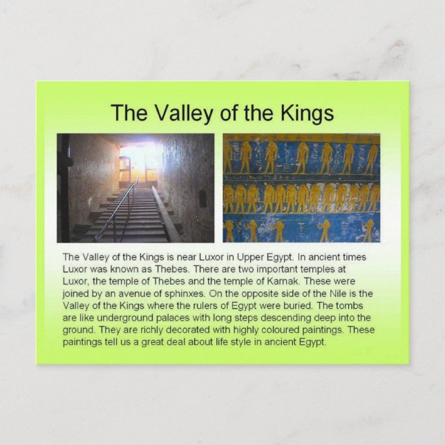 Geschichte, das alte Ägypten, das Tal der Könige Postkarte (Vorderseite)