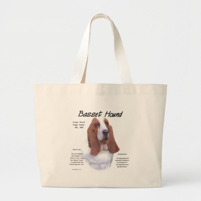 Geschichte des Basset-Hounds; alles über Basset-Hu Jumbo Stoffbeutel (Vorne)
