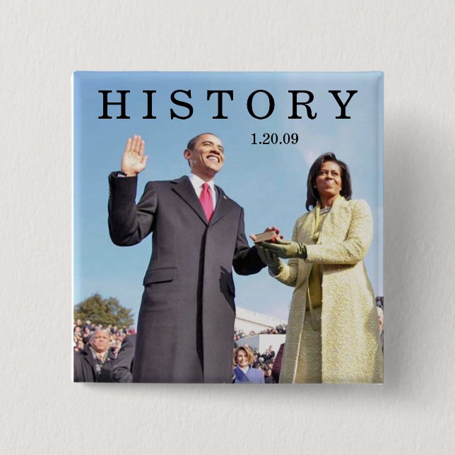 GESCHICHTE: Obama schwört in der Eröffnungsfeier Button (Vorderseite)