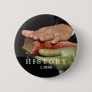 GESCHICHTE: Präsident Obama Hand auf Lincoln-Bibe Button