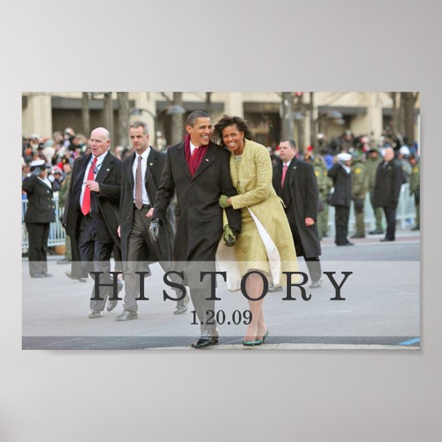 GESCHICHTE: Präsident und Frau Obama bei der Amtse Poster (Vorne)
