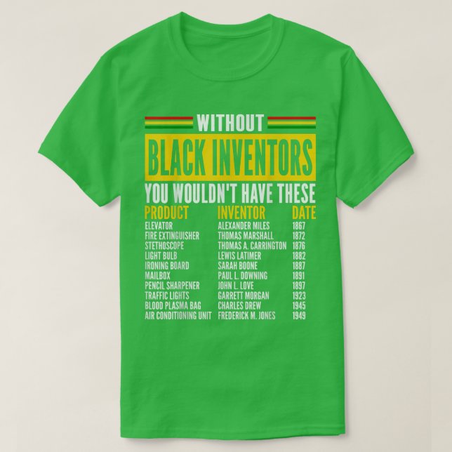 Geschichte vergessener schwarzer Erfinder schwarze T-Shirt (Design vorne)