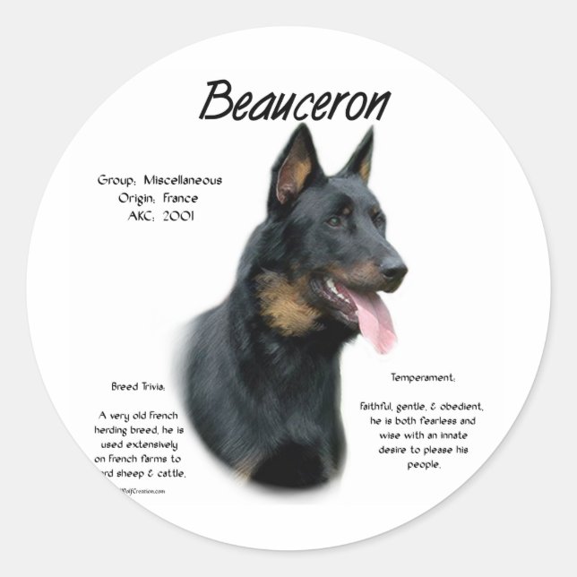Geschichte von Beauceron; alles über Beauceron Runder Aufkleber (Vorderseite)