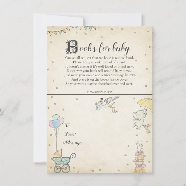 Geschichten-Buch-Babyparty-Buch-Platten-Karte Einladung (Vorderseite)