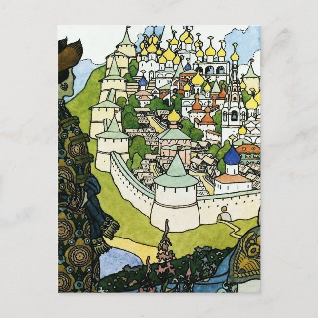 "Geschichten der Zaren" von Ivan Bilibin Postkarte (Vorderseite)