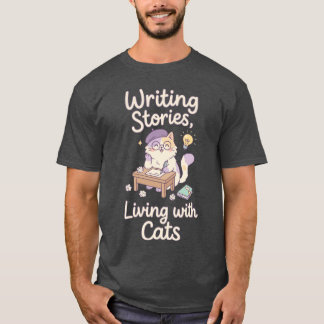 Geschichten schreiben und mit Katzen leben Süße Sc T-Shirt