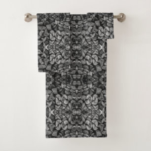 Geschichtete Baumstämme Schwarz-Weiß-Foto Badhandtuch Set
