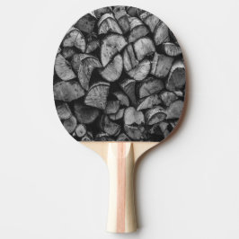 Geschichtete Baumstämme Schwarz-Weiß-Foto Tischtennis Schläger