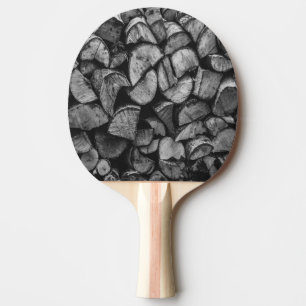 Geschichtete Baumstämme Schwarz-Weiß-Foto Tischtennis Schläger