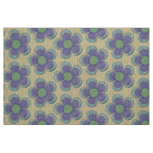 Geschichtete Blumen (Türkis/Purple/Grün) Stoff