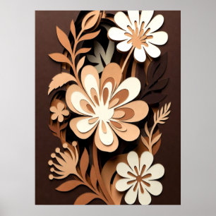Geschichtete Blumenausschnitt-Harmonie Poster