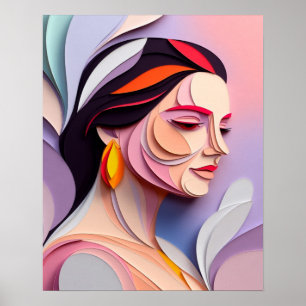 Geschichtete feminine abstrakte Porträt Poster