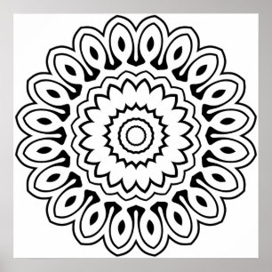 Geschichtete Mandala mit Blütenexplosion und kräft Poster
