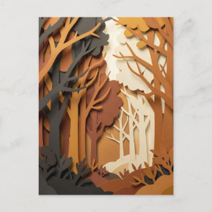Geschichtete Papier-Schnitt Herbstwaldszene Postkarte