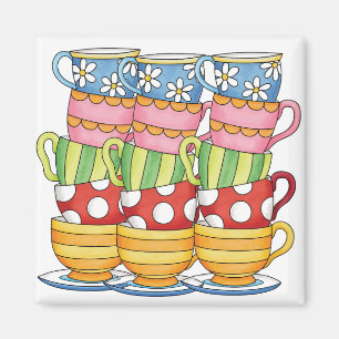 Geschichtete Teetassen-Teatime-Illustration Magnet