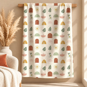 Geschichtete Terrakotta-Senf-Boho-Decke-Dekor-Kuns Fleecedecke