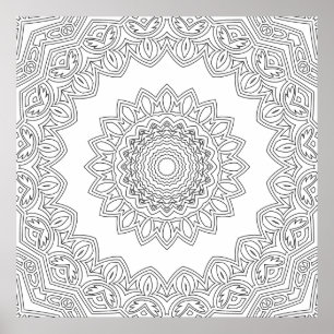 Geschichteter Blumen-Mandala-Rahmen mit offenem Ze Poster