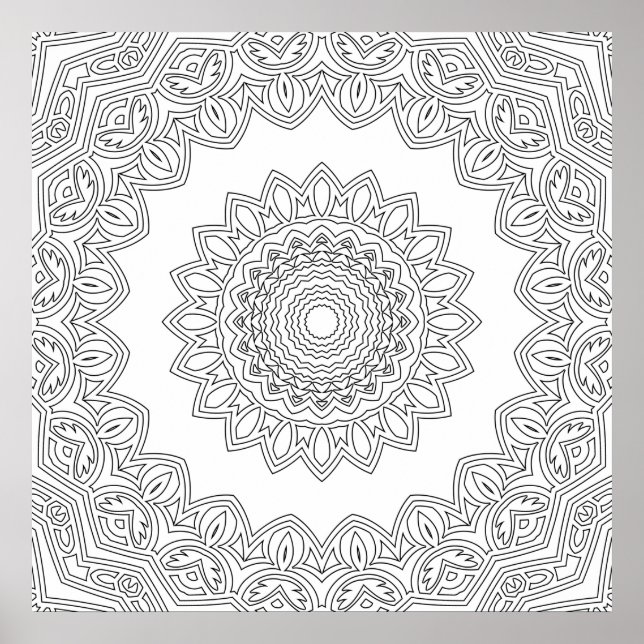 Geschichteter Blumen-Mandala-Rahmen mit offenem Ze Poster (Vorne)