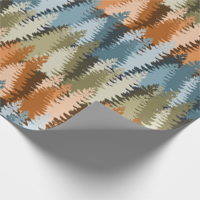 Geschichtetes Kiefernwaldmuster Geschenkpapier (Ecke)