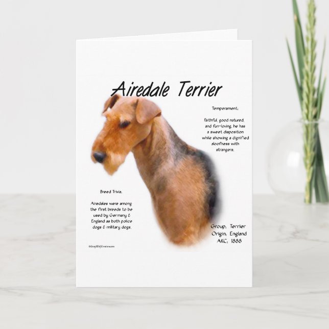 Geschichtsentwurf Airedales Terrier Feiertagskarte (Vorderseite)