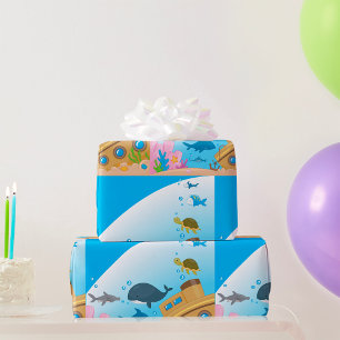 Geschiffswrack und Fische Geschenkpapier