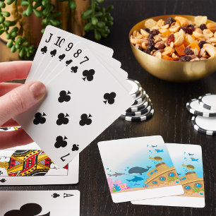 Geschiffswrack und Fische Spielkarten