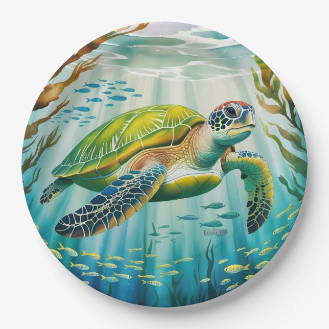 Geschilderte Schildkröte Pappteller (Vorderseite)