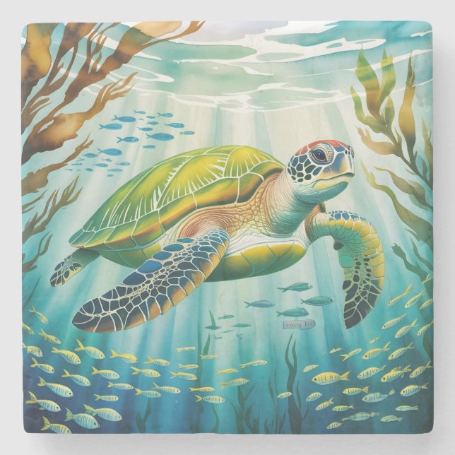 Geschilderte Schildkröte Steinuntersetzer (Vorderseite)